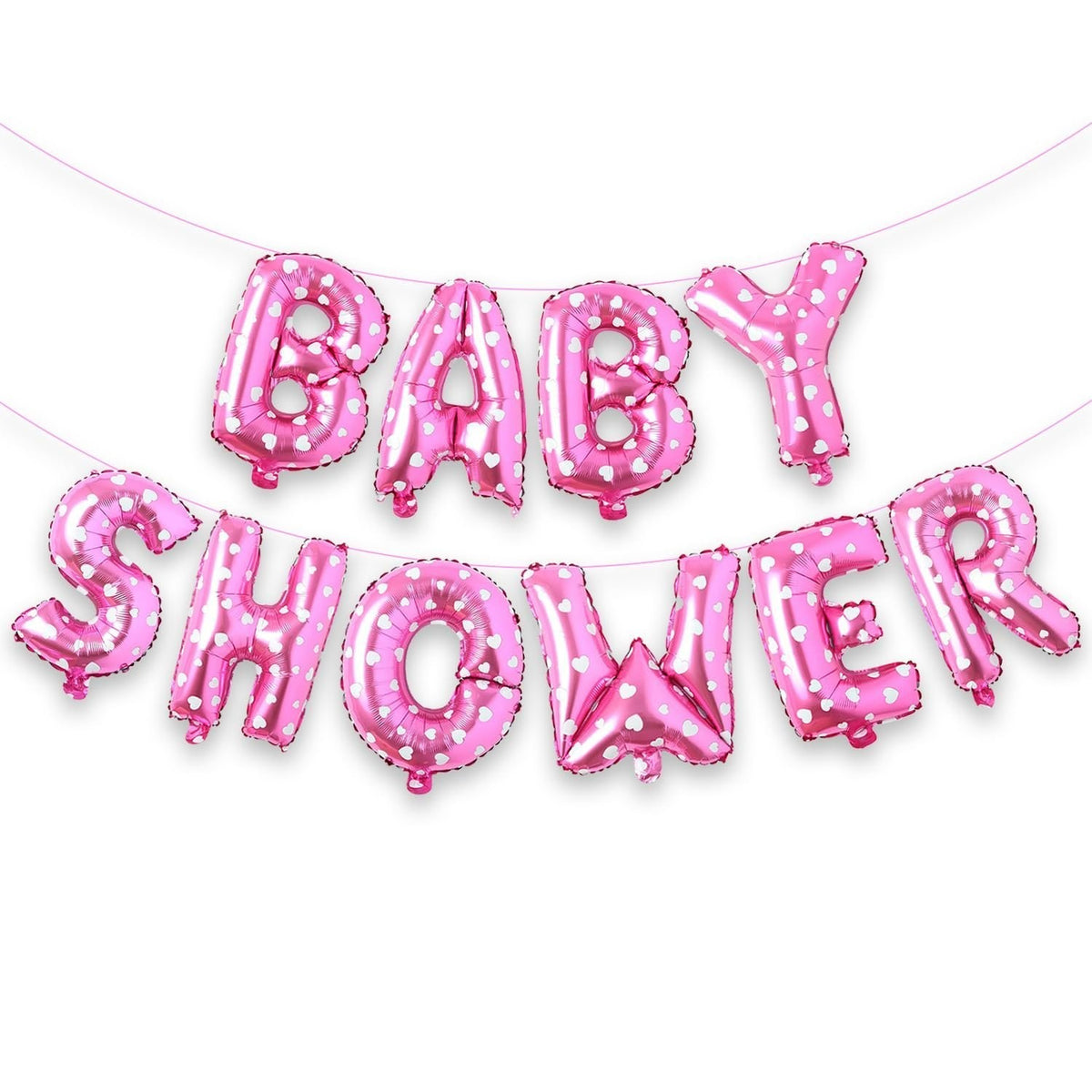 Set Baloane Baby Shower din Folie Metalizata, Litere 40 cm, Decoratiune Petrecere Botez, Include Pai, Ata si Adeziv, Umflare Aer sau Heliu, Roz