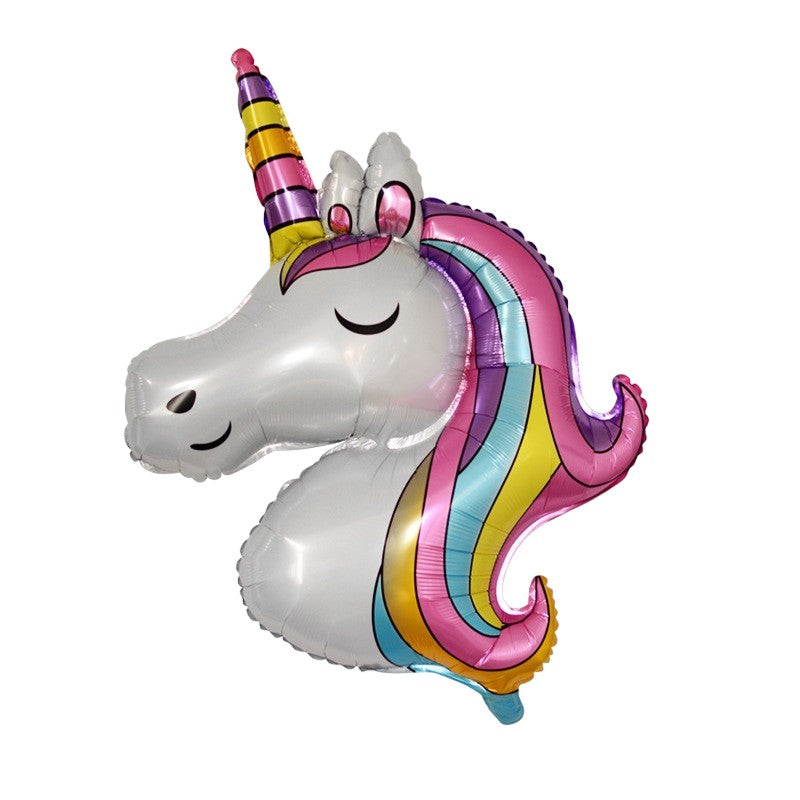 Balon din Folie Metalizata, Model Unicorn Giant, Figurina pentru Petreceri Aniversare, Umflare Aer sau Heliu, Multicolor, 115x76 cm