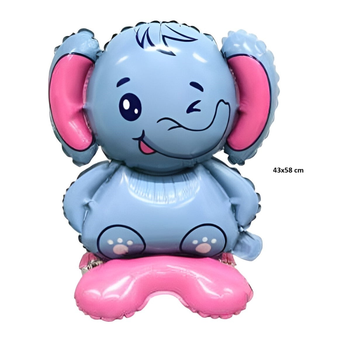 Balon din Folie Metalizată, Figurină Animăluț Model Elefant, Umflare Aer sau Heliu, Include Pai, Multicolor, 43x58 cm