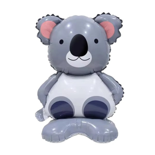 Balon din Folie Metalizata Model Koala, Figurina Animale pentru Aniversare, Umflare Aer sau Heliu, include Pai, Multicolor, 38x58 cm