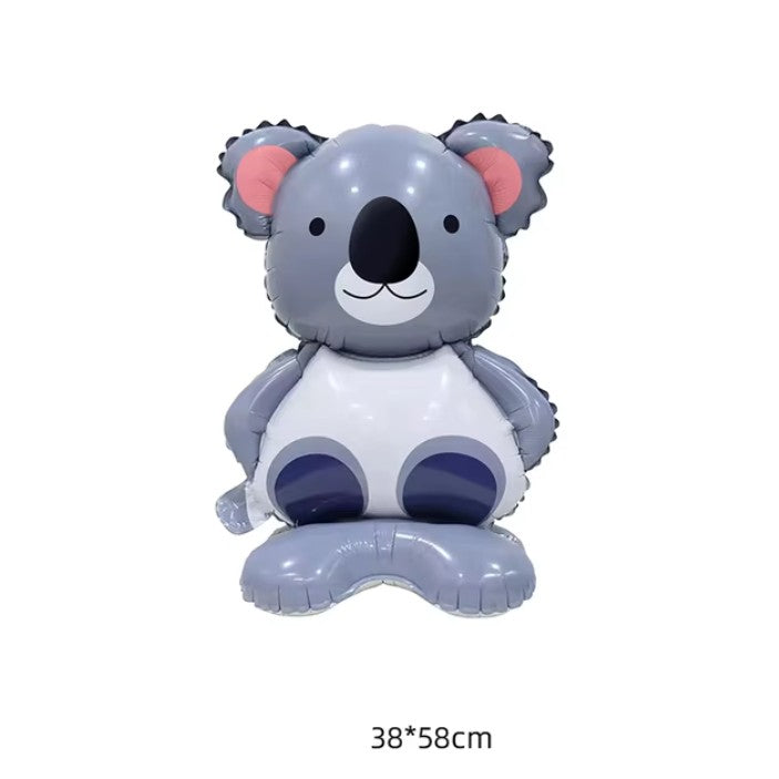 Balon din Folie Metalizata Model Koala, Figurina Animale pentru Aniversare, Umflare Aer sau Heliu, include Pai, Multicolor, 38x58 cm