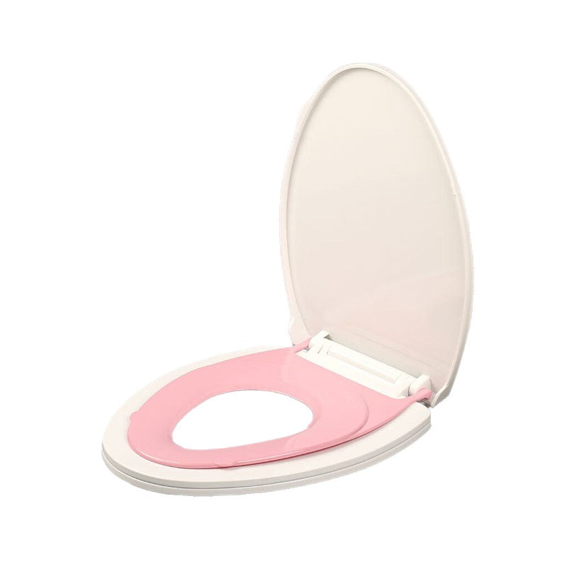 Capac de Toaleta cu Reductie 3 in 1 pentru Copii si Adulti, Inchidere Lenta si Silentioasa Soft-Close, Polipropilena PP5, Forma O, Alb/Roz