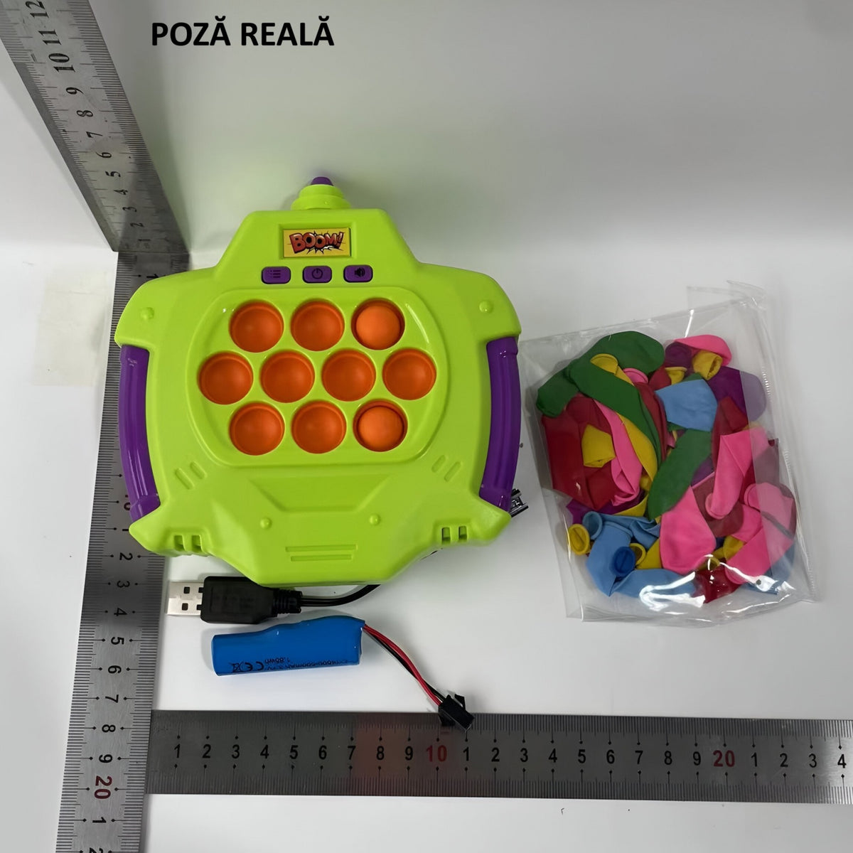 Joc Pop-It Electronic Antistres, 2 Moduri De Joc Cu Muzica, Material ABS, 50 Baloane, Verde, 14.5x13.5x5.7cm