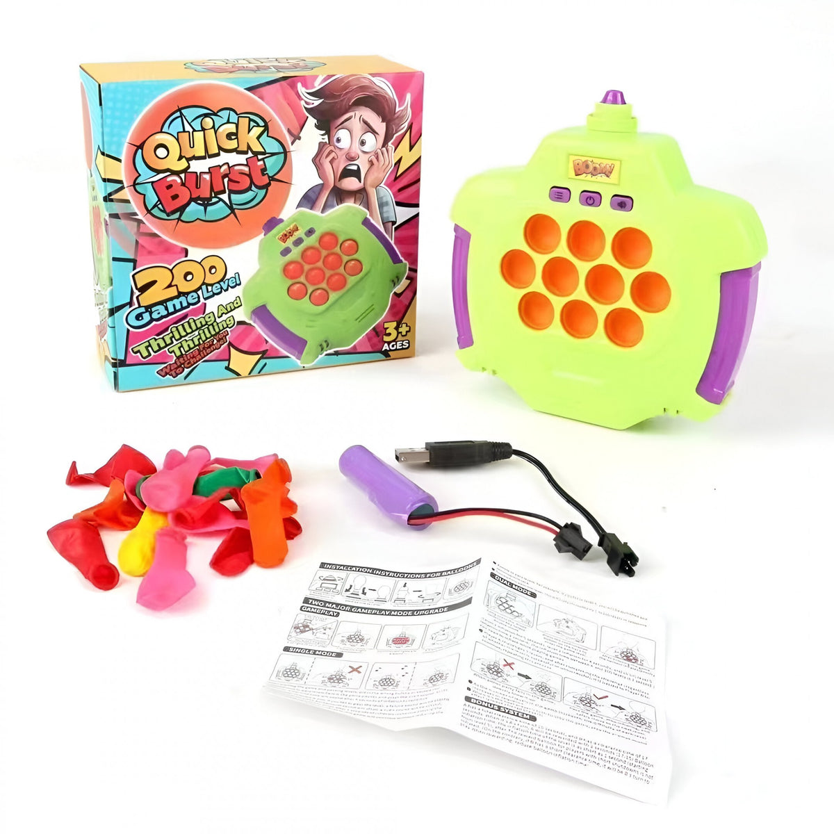 Joc Pop-It Electronic Antistres, 2 Moduri De Joc Cu Muzica, Material ABS, 50 Baloane, Verde, 14.5x13.5x5.7cm
