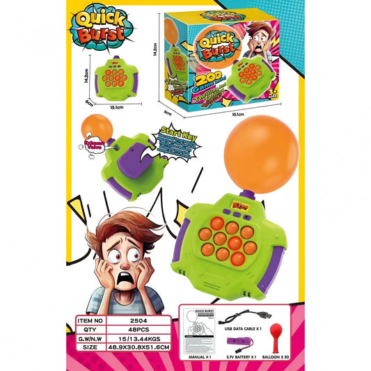 Joc Pop-It Electronic Antistres, 2 Moduri De Joc Cu Muzica, Material ABS, 50 Baloane, Verde, 14.5x13.5x5.7cm
