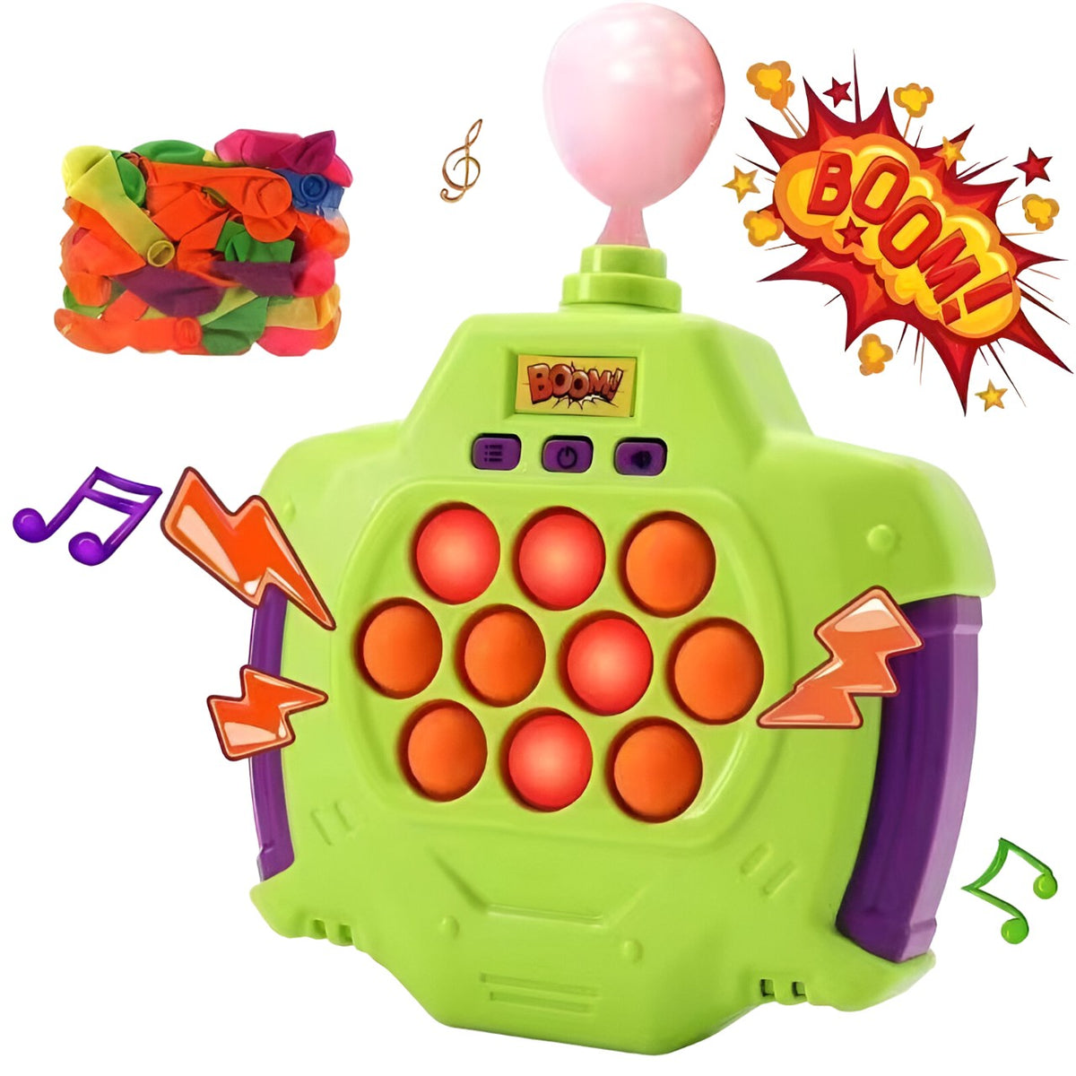 Joc Pop-It Electronic Antistres, 2 Moduri De Joc Cu Muzica, Material ABS, 50 Baloane, Verde, 14.5x13.5x5.7cm