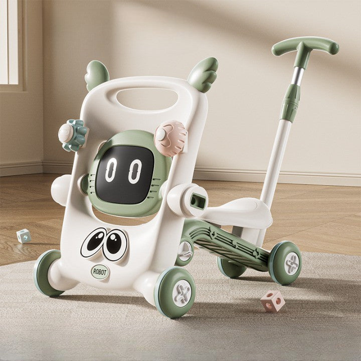 Antemergator Copii Multifunctional 8 in 1, Trotineta, Scuter si Scaun Reglabil, Interactiv cu Panou Muzical si Tavita Detasabila, Plastic Rezistent, 56x44x64cm, Verde