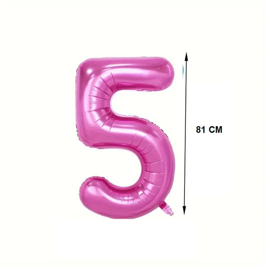 Balon Cifra 5 Pentru Aniversare, Umflare Aer Sau Heliu, Material Folie Aluminiu, Inălțime 81 cm, Mov