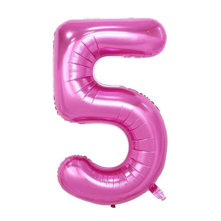 Balon Cifra 5 Pentru Aniversare, Umflare Aer Sau Heliu, Material Folie Aluminiu, Inălțime 81 cm, Mov