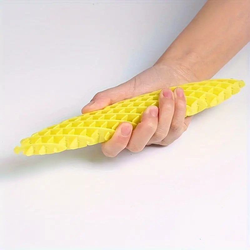 Jucarie Worm Fidget Decompresie, Anti Stres, Plasa Elastica, Plastic, 10-24.5 cm, Galben