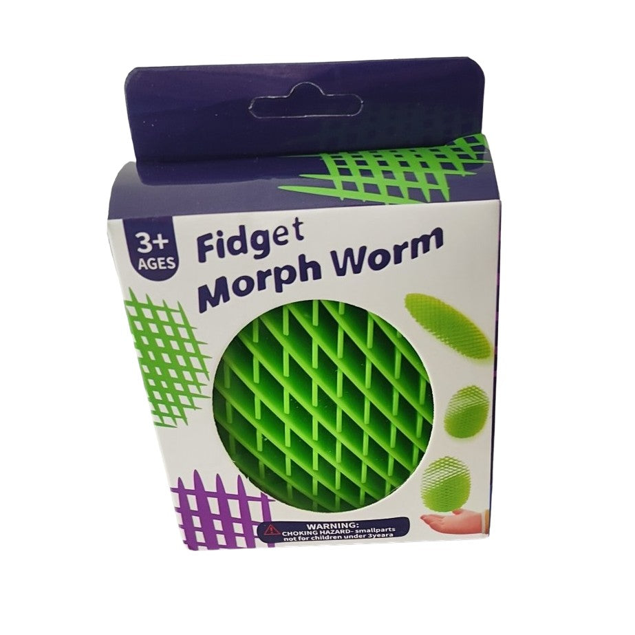 Jucarie Worm Fidget Anti Stres, Plasa Elastica Pentru Decompresie, Plastic, Verde, 10-24.5 cm