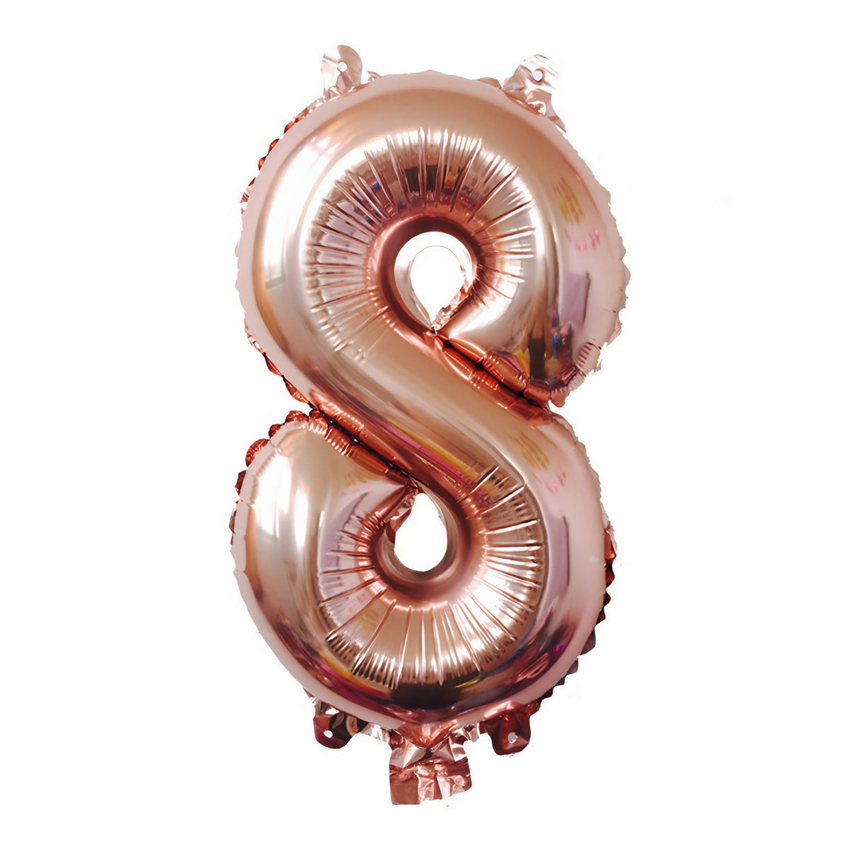 Balon Cifra 8 Aniversar, Compatibil Aer sau Heliu, Material Folie Aluminiu, Inaltime 81 cm, Roz Auriu