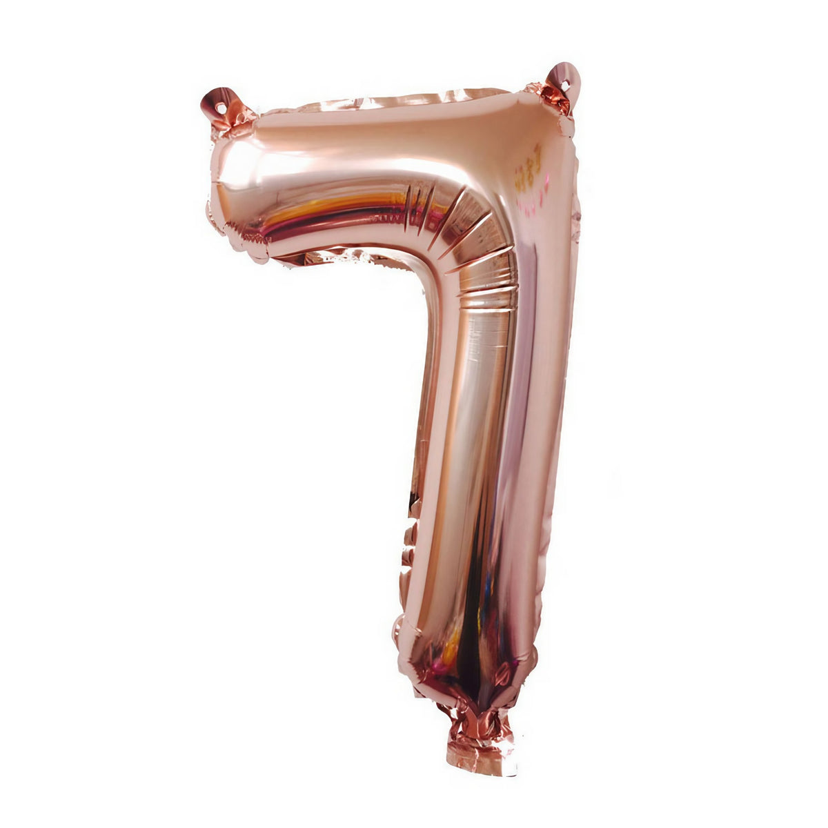 Balon din Folie Aluminiu Cifra 7, Compatibil Aer sau Heliu, Reutilizabil cu Pai de Umflare Inclus, 81 cm, Roz Auriu