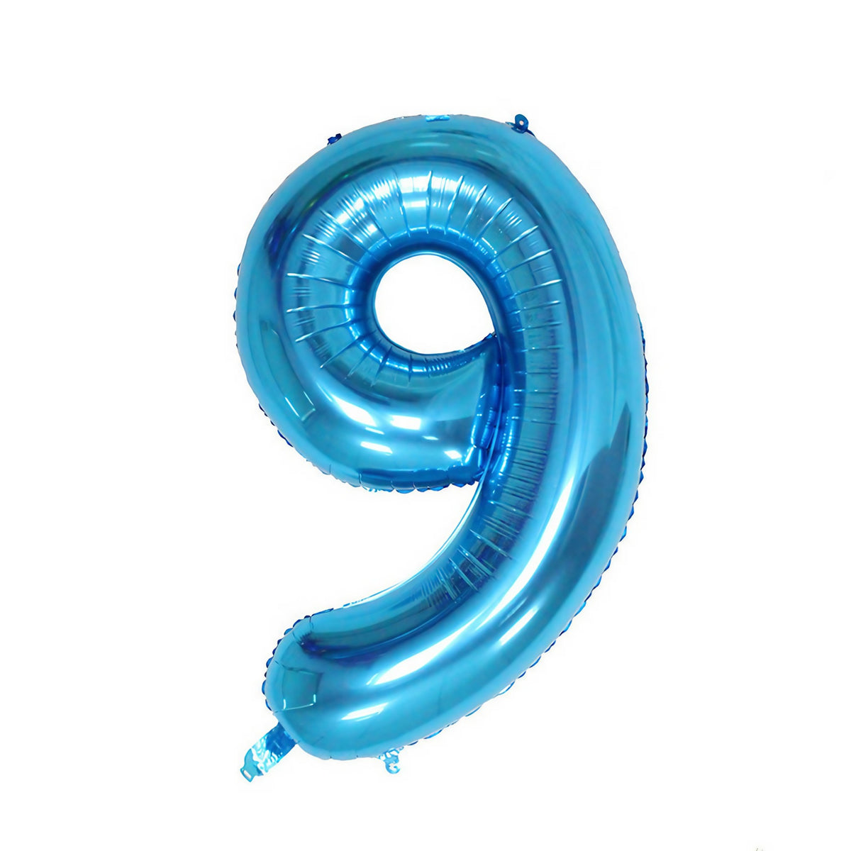Balon din Folie Cifra 9, Balon Aniversar pentru Aer sau Heliu, Folie Aluminiu cu Pai Inclus, 81 cm, Albastru