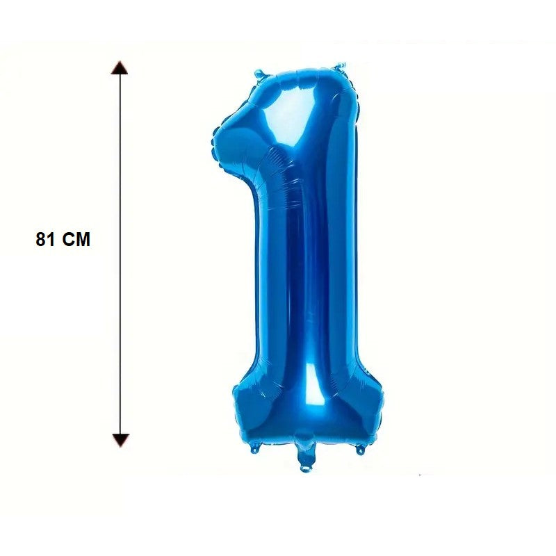 Balon Cifra 1 Pentru Aniversare, Compatibil Aer Sau Heliu, Material Folie Aluminiu, 81 cm, Albastru