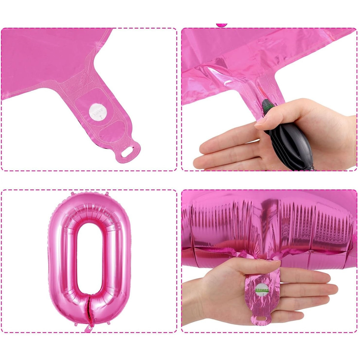 Balon Cifra 0 Aniversar, Balon din Folie Aluminiu pentru Aer sau Heliu, Reutilizabil cu Pai Inclus, Mov, 81 cm