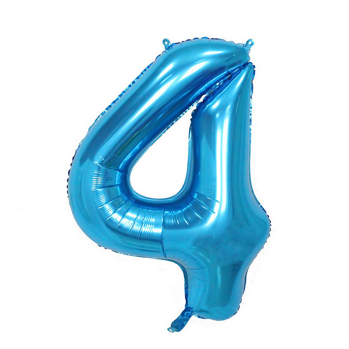 Balon din Folie Cifra 4, Balon Aniversar pentru Aer sau Heliu, Folie Aluminiu, Include Pai Umflare, 81 cm, Albastru