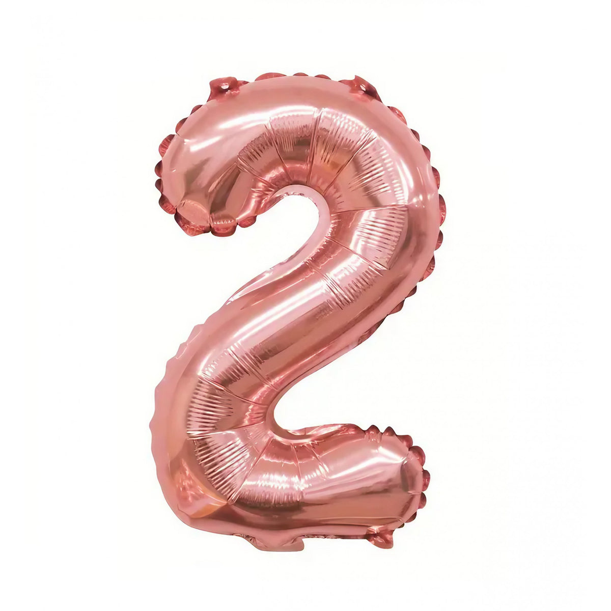 Balon Cifra 2 Aniversar, Balon din Folie de Aluminiu Gigant, Compatibil cu Aer sau Heliu, Include Pai Umflare, 81 cm, Roz Auriu