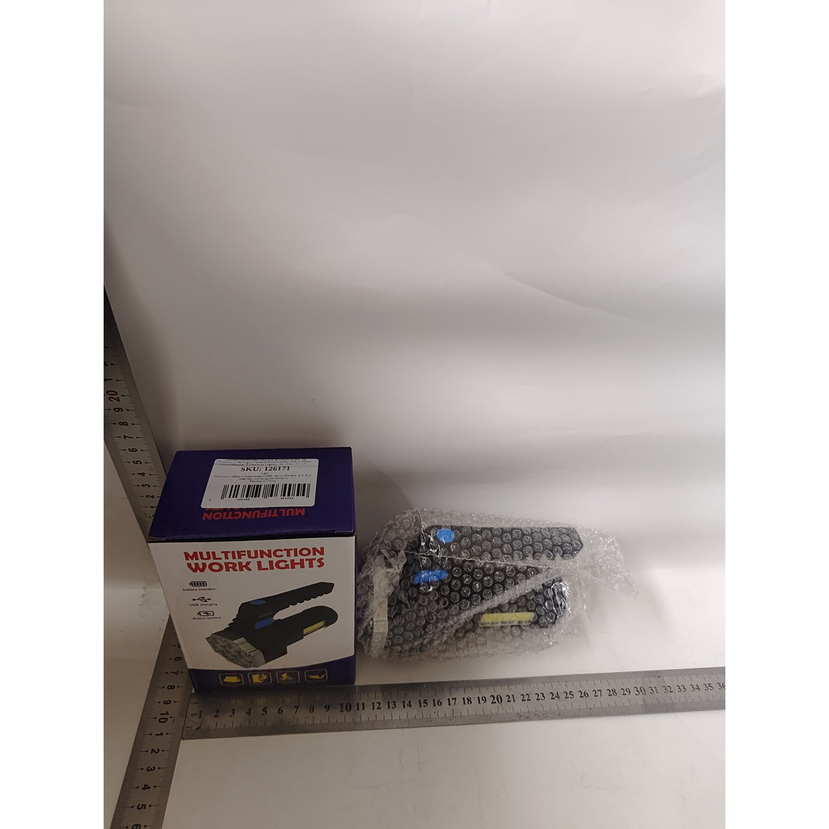 Lanternă LED Reîncărcabilă USB, Tip Proiector COB cu Mâner, Rezistentă la Apă IPX4, Lanternă Portabilă pentru Drumeții și Camping, Plastic, 14.1 x 6.4 cm, Negru/Albastru
