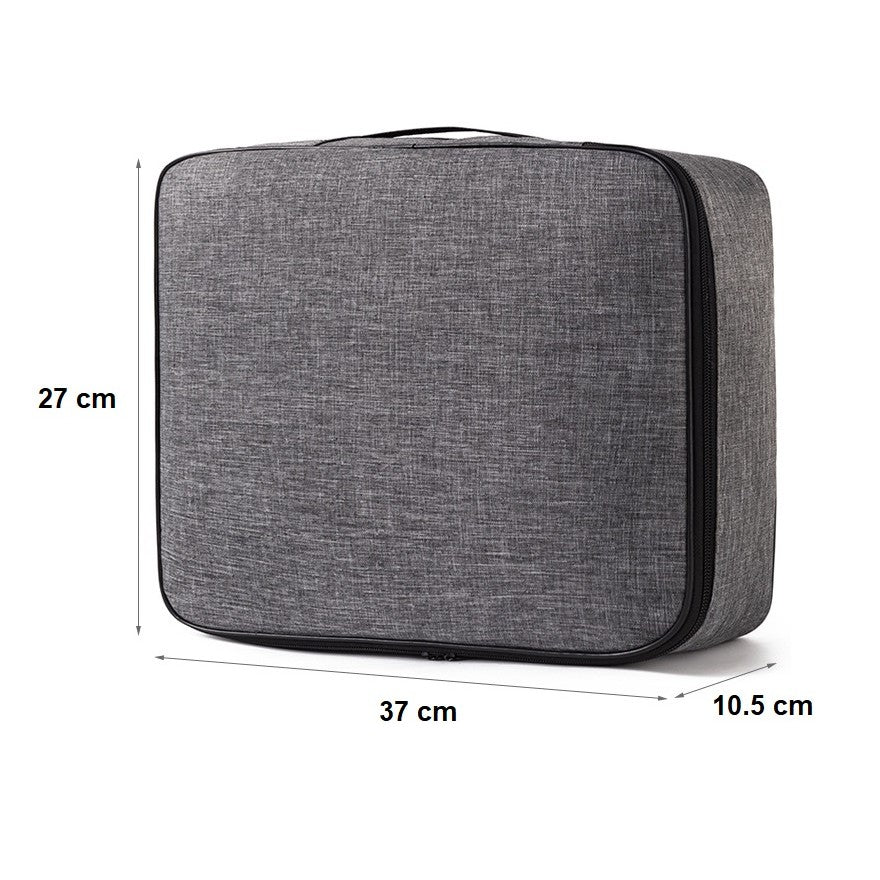 Geanta Pentru Depozitare Acte Si Documente, Organizator Impermeabil Cu Inchidere Fermoar Si Curele Interioare, Material Oxford, 37 x 10.5 x 27 cm, Gri