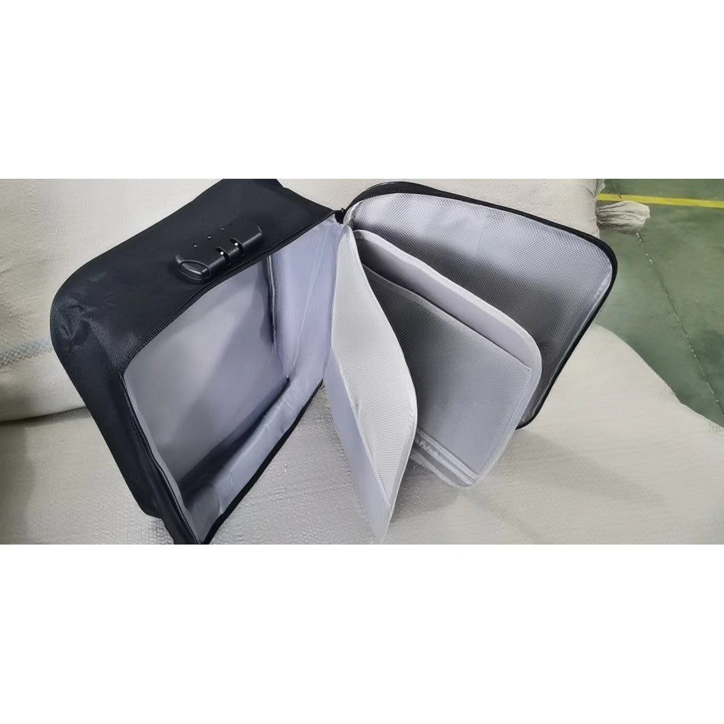 Geanta Depozitare Acte si Documente cu Cod de Securitate, Organizator Facturi si Carduri, Impermeabila, Panza Oxford, 2 Compartimente, 37 x 10.5 x 27 cm, Albastru Marin