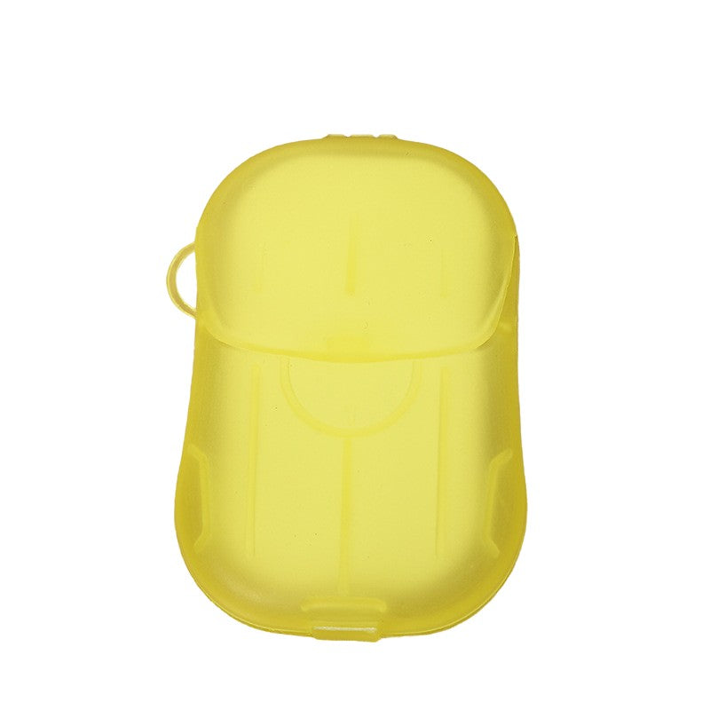 Săpun de Unică Folosință sub Formă de Foițe, Mini Cutie Portabilă pentru Călătorii și Camping, Material Biodegradabil, 20 Bucăți, Galben