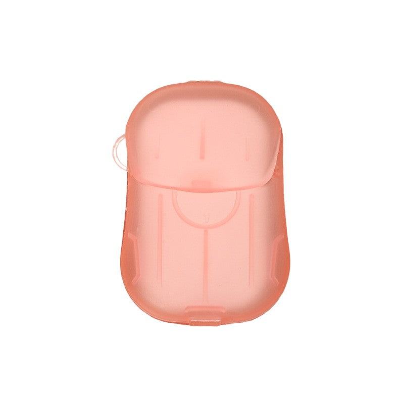 Sapun de Unica Folosinta sub Forma de Foite, Mini Set Portabil pentru Calatorii si Camping, Cutie PP, 20 Bucati, Portocaliu