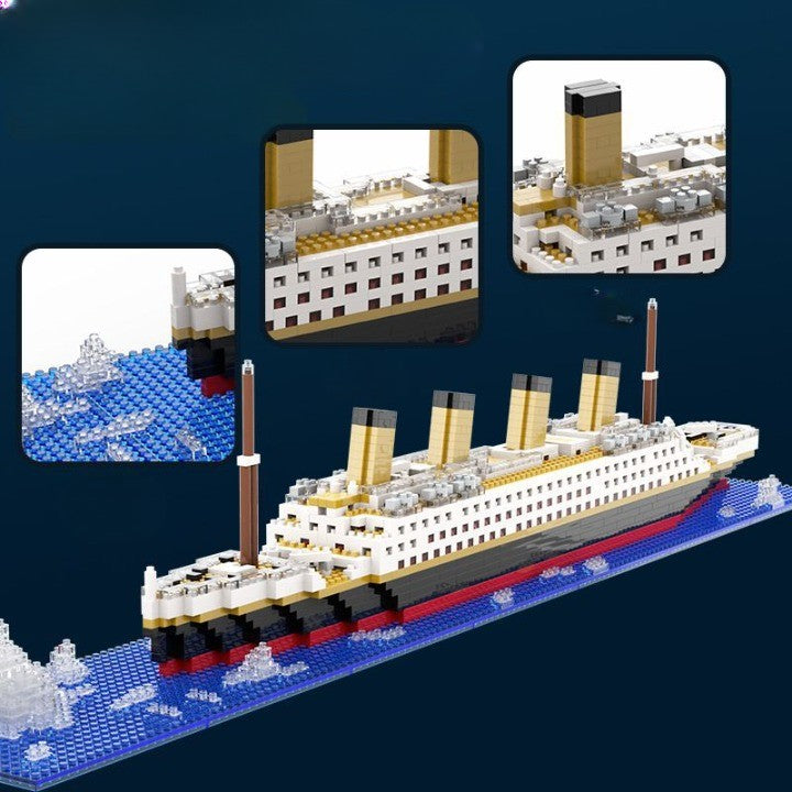 Set de Construcție Vaporul Titanic, Model Navă de Croazieră pentru Adulți și Copii, Ornament Creativ din Plastic, 1787 Piese, 56x11x8 cm, Multicolor
