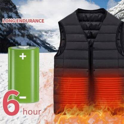 Vestă Încălzită Inteligentă Unisex, 2 Zone Încălzire Gât și Spate, 3 Trepte Temperatură, Încărcare USB, Poliester și Bumbac, Negru, Mărime S, sub 45 kg