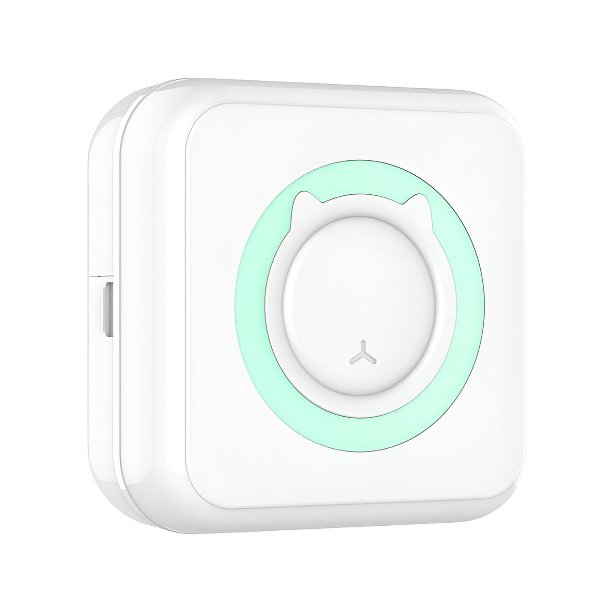 Mini Imprimanta Foto Portabila, Tehnologie Termica Fara Tus, Conexiune Bluetooth Smartphone, Model Pisica, Set 13 Role Hartie si Pixuri, Incarcare USB, Alb/Verde