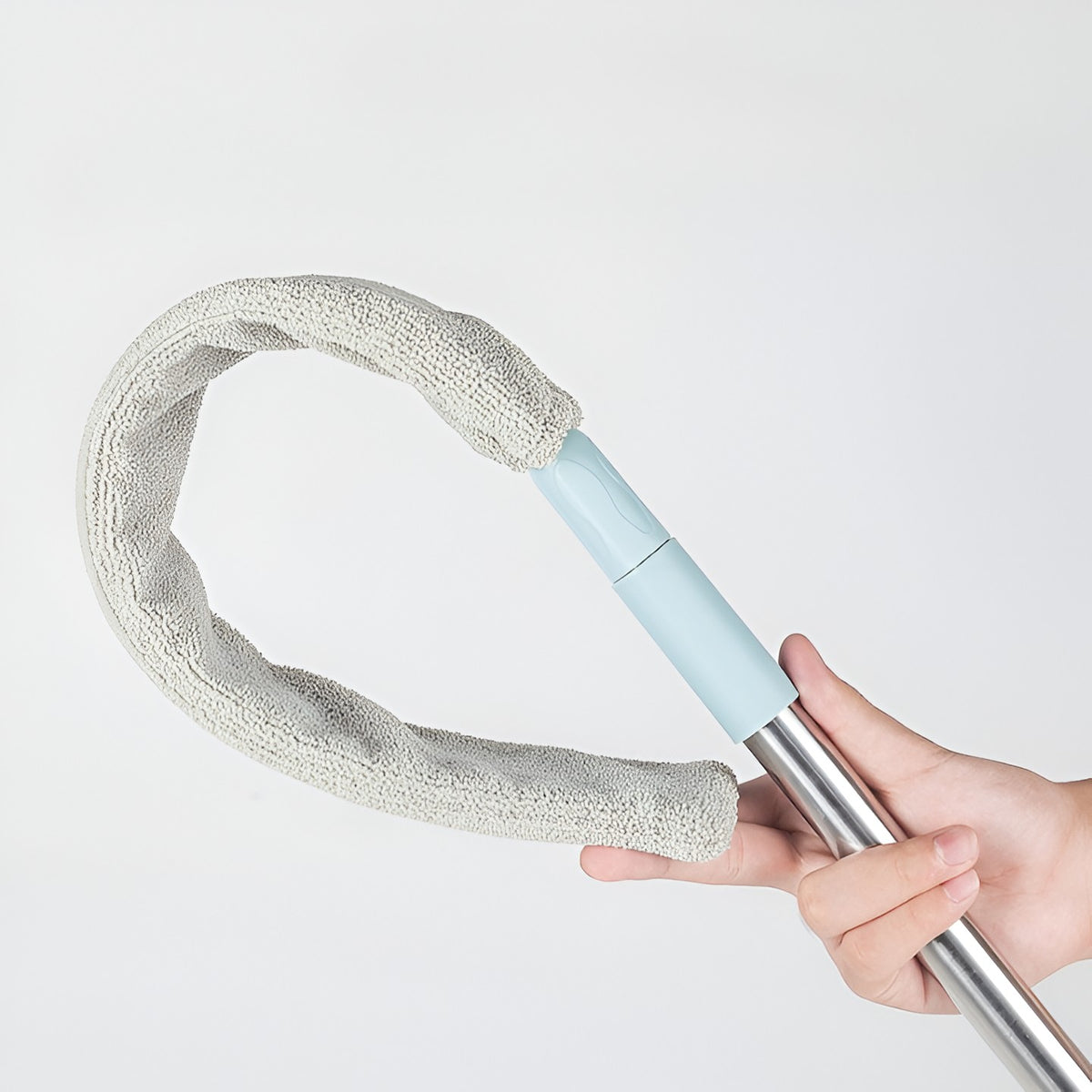 Pamatuf pentru Curatat Praful, Perie Slim pentru Zone Greu Accesibile si Spatii Inguiste, Maner Extensibil din Aluminiu, Laveta Microfibra Detasabila, Albastru/Gri