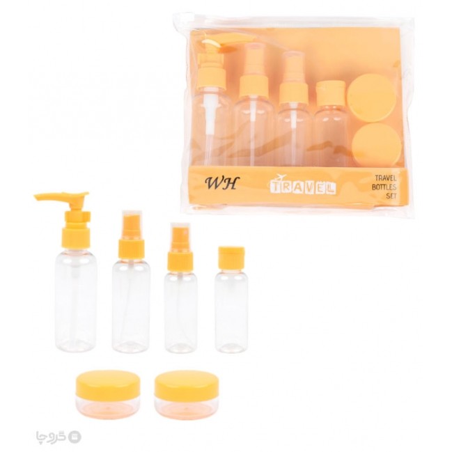Set Recipiente pentru Cosmetice, Kit Calatorie Reutilizabil cu Gentuta, Plastic, Portocaliu, 5 Piese, 40 ml si 10 g