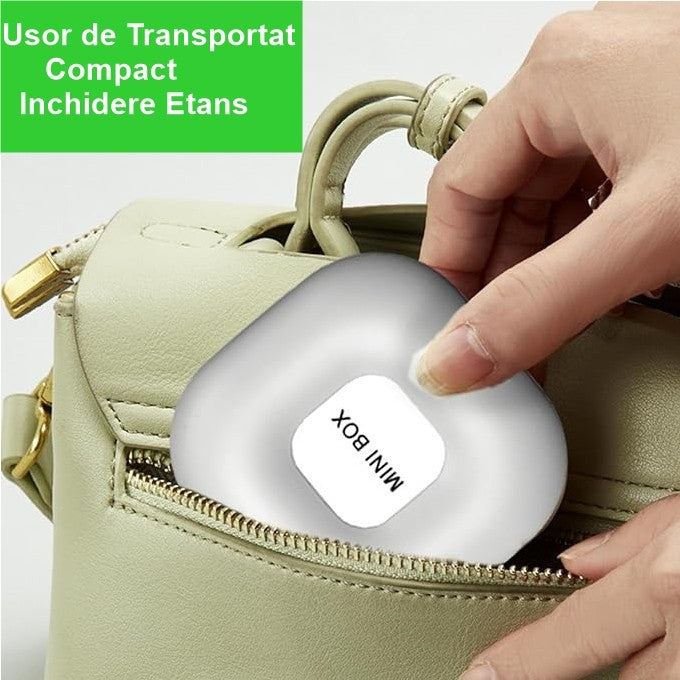 Cutie Depozitare Medicamente si Organizator Pastile, 4 Compartimente cu Inchidere Etans, Format Portabil Patrat, Material Plastic PP fara BPA, Alb/Gri, 7.6x2.9x7.8 cm