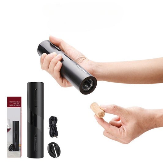 Vinocork, Set Tirbuson Electric Profesional pentru Vin, Deschizator Automat cu Aerator si Dop Vid, Otel Inoxidabil si ABS, 5 Piese, Negru