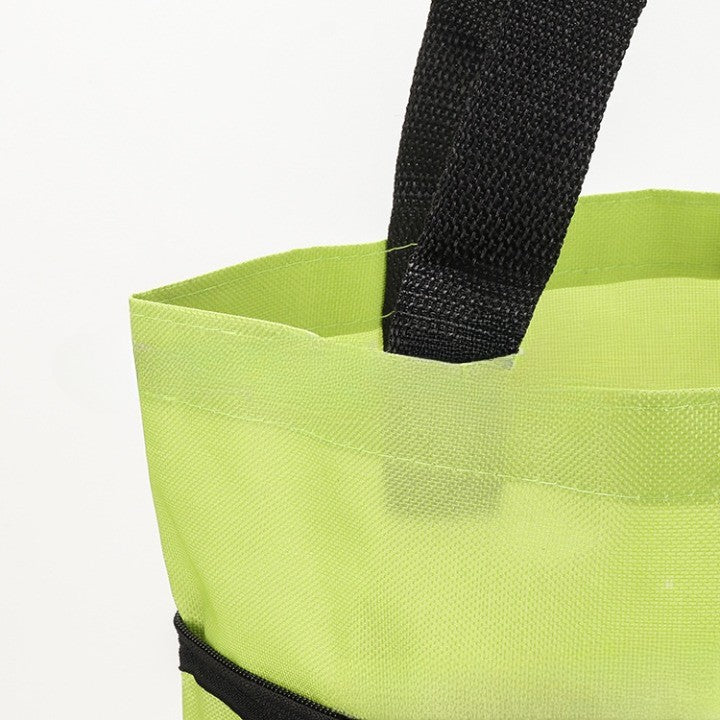 Geanta Cumparaturi Pliabila 2 in 1, Carucior cu Roti Reutilizabil si Ecologic, Material Rezistent, Capacitate 19 l, Verde, 39 x 46 x 12 cm