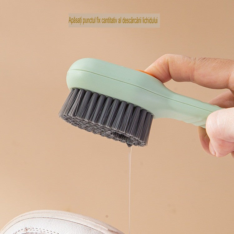 Perie Curatare Incaltaminte si Lenjerie, Recipient pentru Detergent Lichid, Peri Moi Anti-Deteriorare, Plastic, 17.3 x 4.5 x 6 cm, Verde