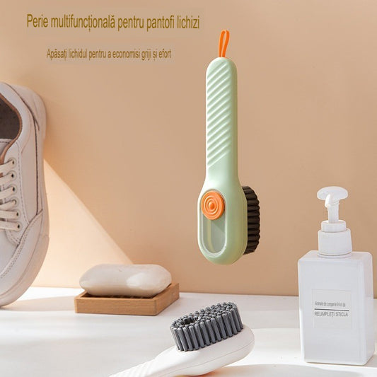 Perie Curatare Incaltaminte si Lenjerie, Recipient pentru Detergent Lichid, Peri Moi Anti-Deteriorare, Plastic, 17.3 x 4.5 x 6 cm, Verde