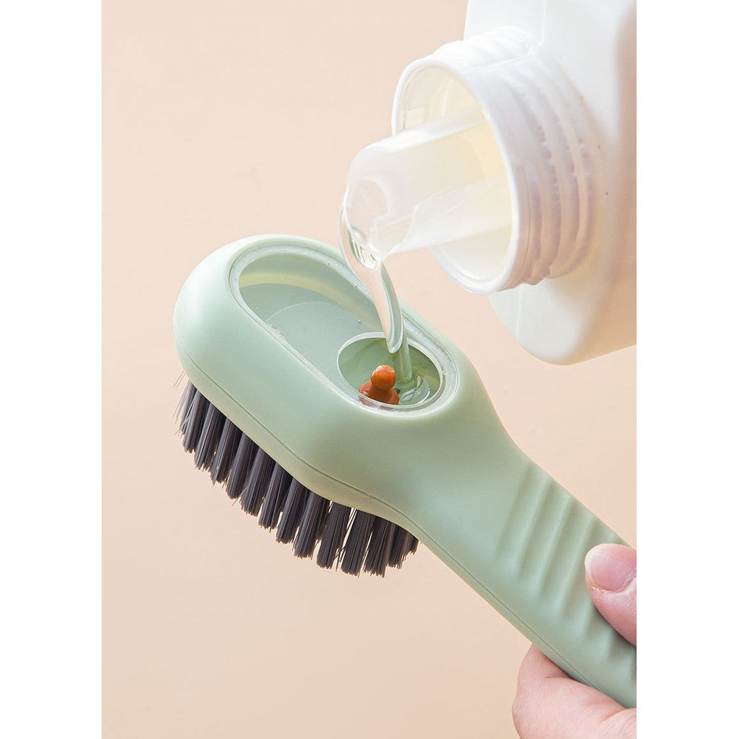 Perie Curatare Incaltaminte si Lenjerie, Recipient pentru Detergent Lichid, Peri Moi Anti-Deteriorare, Plastic, 17.3 x 4.5 x 6 cm, Verde