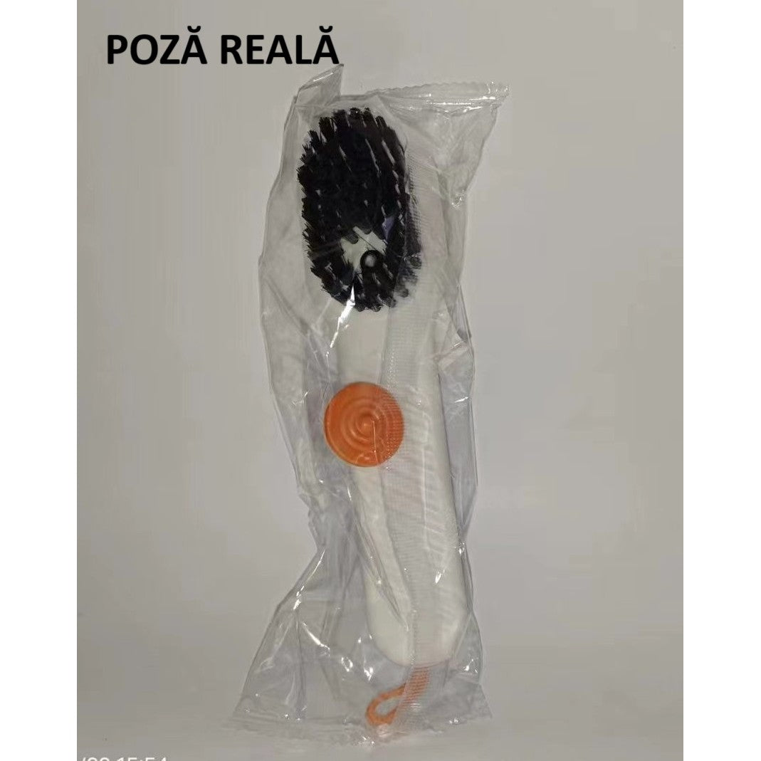 Perie pentru Curatare Incaltaminte si Lenjerie, Dozator pentru Detergent Lichid, Peri Moi din Nylon, Plastic Durabil, 17.3 x 4.5 x 6 cm, Alb