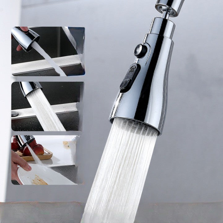 Extensie Robinet Bucatarie, Cap Pivotant cu Rotire 360 Grade, 3 Moduri de Curgere Apa, Otel Inoxidabil, 9.7x5.1 cm, Gri