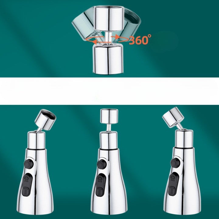 Extensie Robinet Bucatarie, Cap Pivotant cu Rotire 360 Grade, 3 Moduri de Curgere Apa, Otel Inoxidabil, 9.7x5.1 cm, Gri