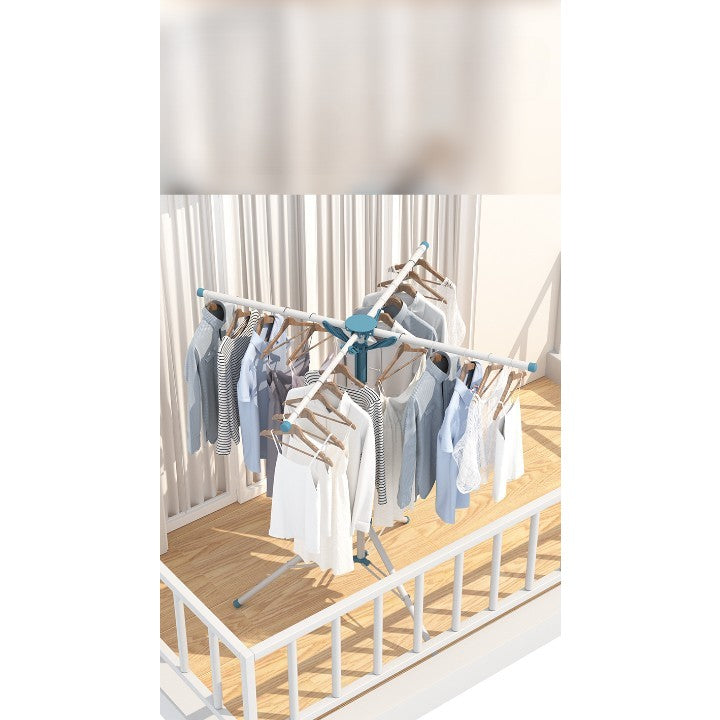 Uscator de Rufe Tip Umbrela, Telescopic si Pliabil, Utilizare Interior si Exterior, 4 Tije Rotative, Aluminiu, Inaltime Ajustabila 108-165 cm, Argintiu/Negru