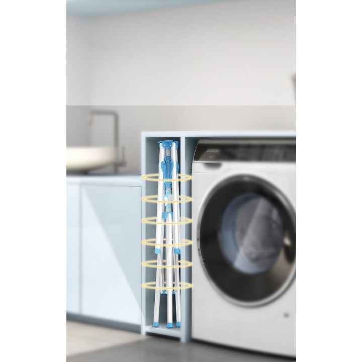Uscator de Rufe Tip Umbrela, Telescopic si Pliabil, Utilizare Interior si Exterior, 4 Tije Rotative, Aluminiu, Inaltime Ajustabila 108-165 cm, Argintiu/Negru