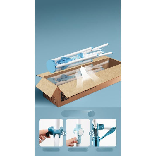Uscator de Rufe Tip Umbrela, Telescopic si Pliabil, Utilizare Interior si Exterior, 4 Tije Rotative, Aluminiu, Inaltime Ajustabila 108-165 cm, Argintiu/Negru