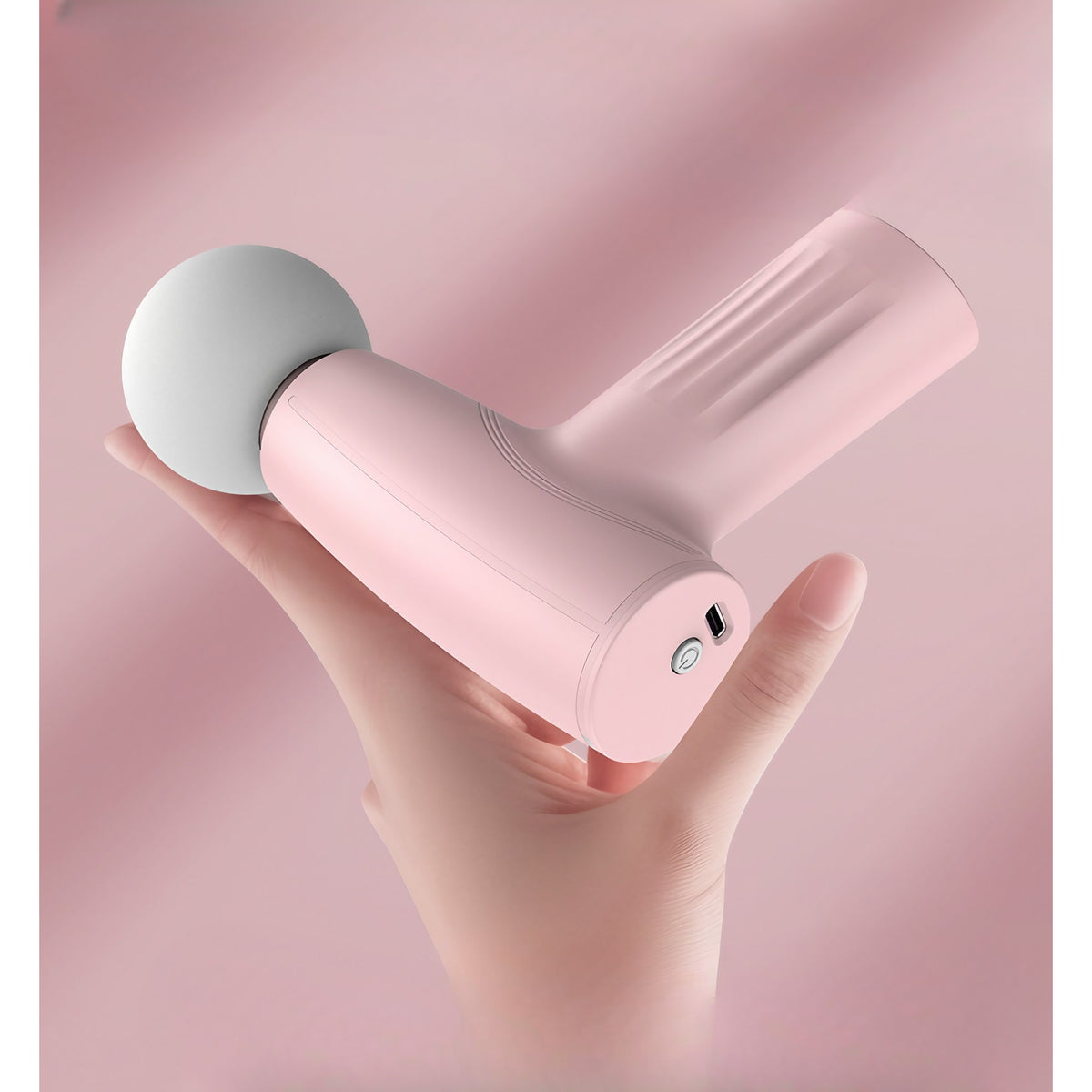 Mini Aparat de Masaj Tip Pistol, Dispozitiv Portabil pentru Relaxare Musculara, 3 Trepte de Viteza, Incarcare USB Tip C, Autonomie 120 Min, Roz