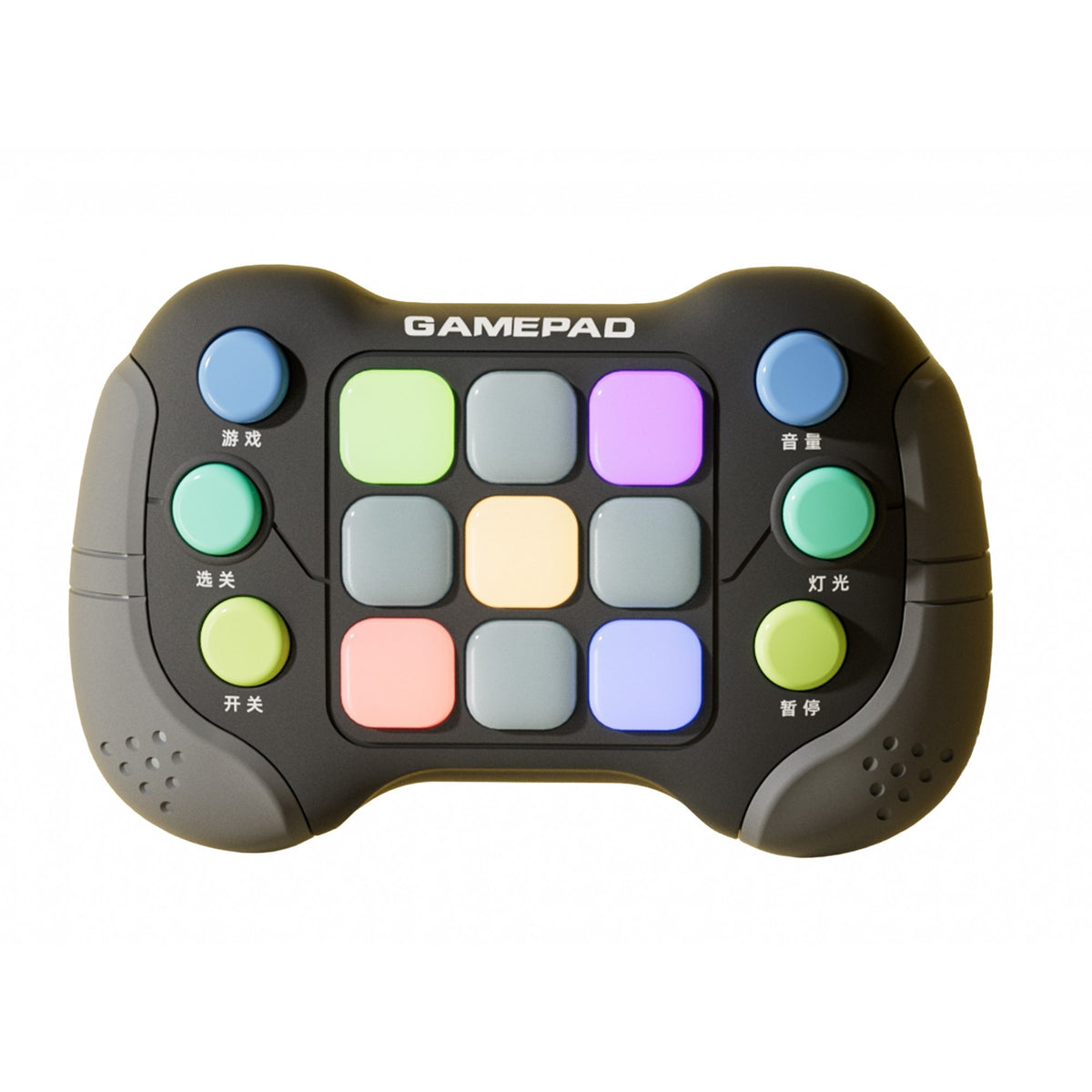Consola Interactiva Pop It, Joc Educativ Antistres cu 600 Niveluri si 5 Moduri de Joc, Lumini RGB si Muzica, Plastic ABS fara BPA, Gri/Negru