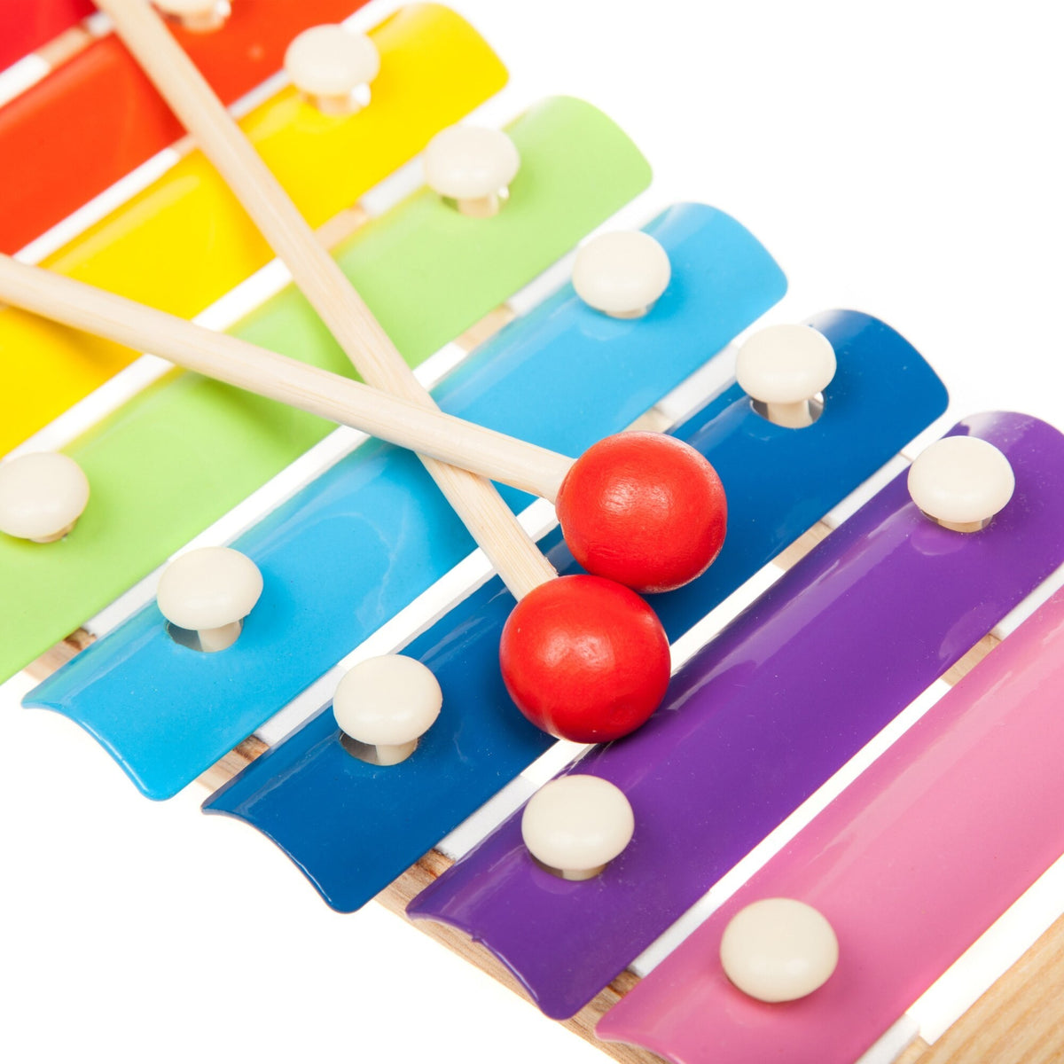 Xilofon Muzical pentru Copii, Instrument Educativ cu 8 Note si 2 Bete de Percutie, Cadru din Lemn si Placi Metalice, Varsta 4-6 Ani, Multicolor
