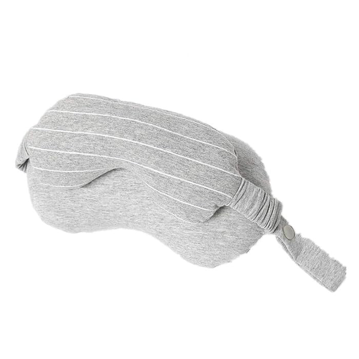 Masca de Dormit 2 in 1 cu Tetiera, Perna pentru Gat cu Particule de Spuma si Bumbac, Design Ergonomic pentru Calatorii, Gri Deschis