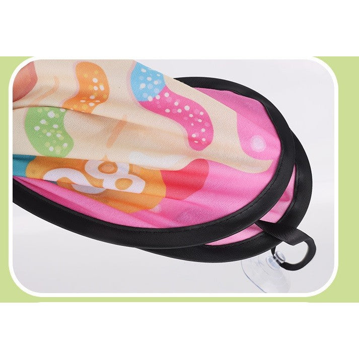 Joc Darts pentru Copii, Placa Pliabila cu 10 Mingi Velcro si Scai, 2 Bile Luminoase Flash, Model Acadele, Diametru 36.5 cm, Roz