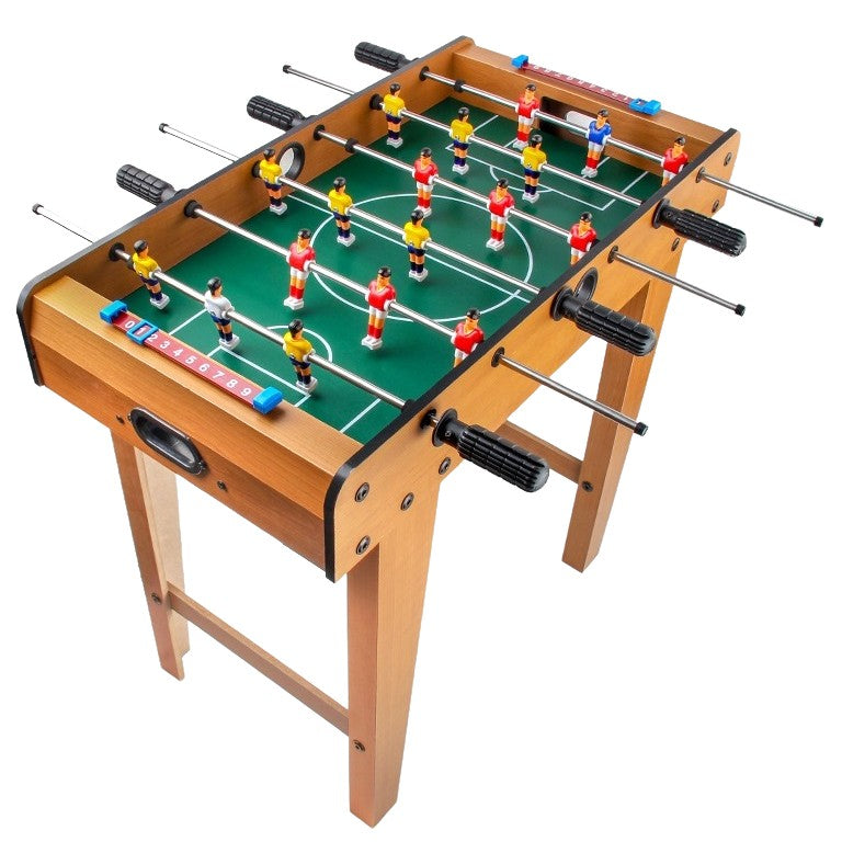 Masa de Fotbal cu Picioare pentru Copii si Adulti, Teren de Joc cu 18 Jucatori si 6 Manere, Lemn, Metal si ABS, cu Tablou de Scor, 69 x 36.5 x 61 cm
